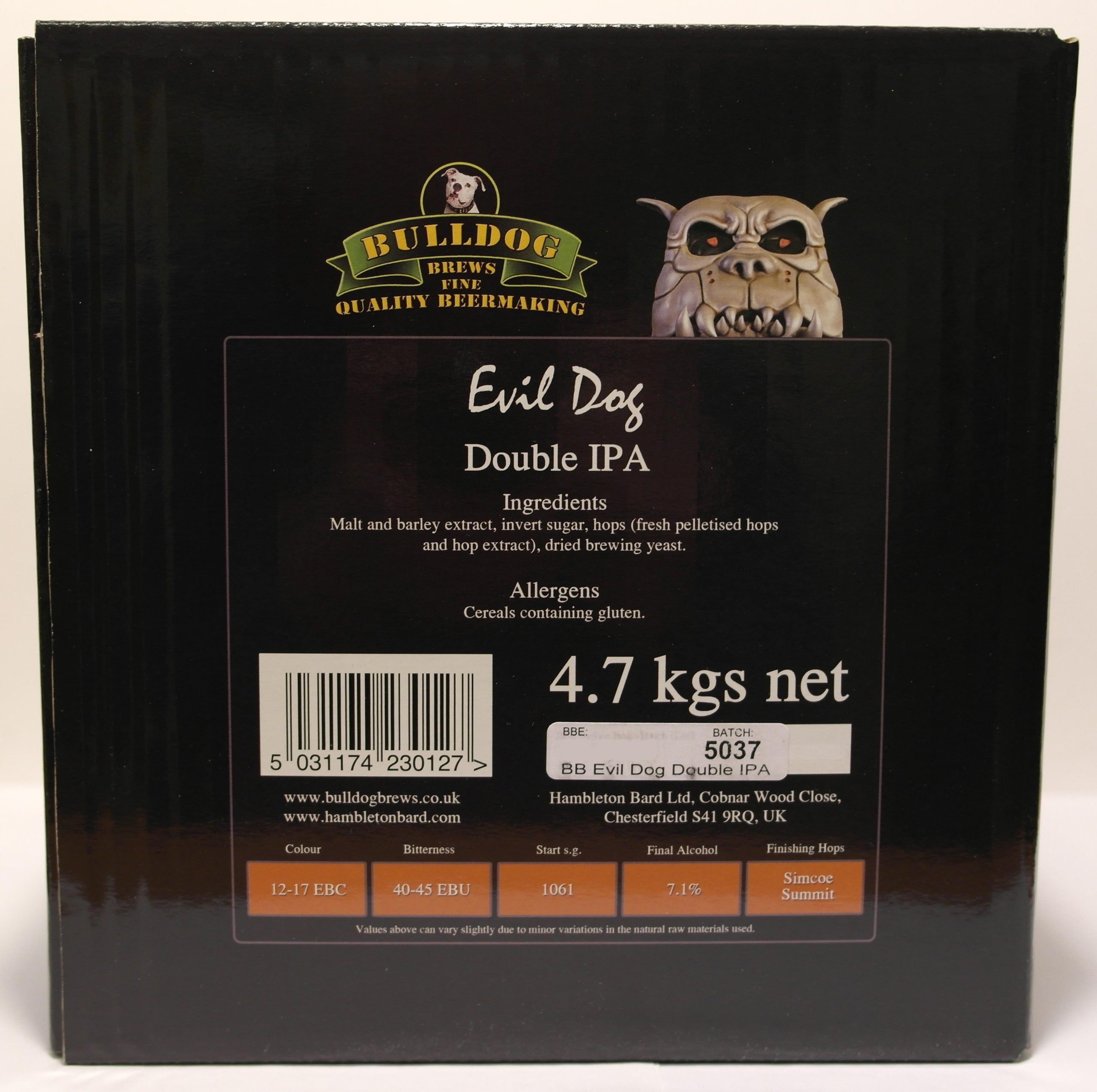 Bulldog Brews Evil Dog American Double IPA 23 liter. - Bilde 2
